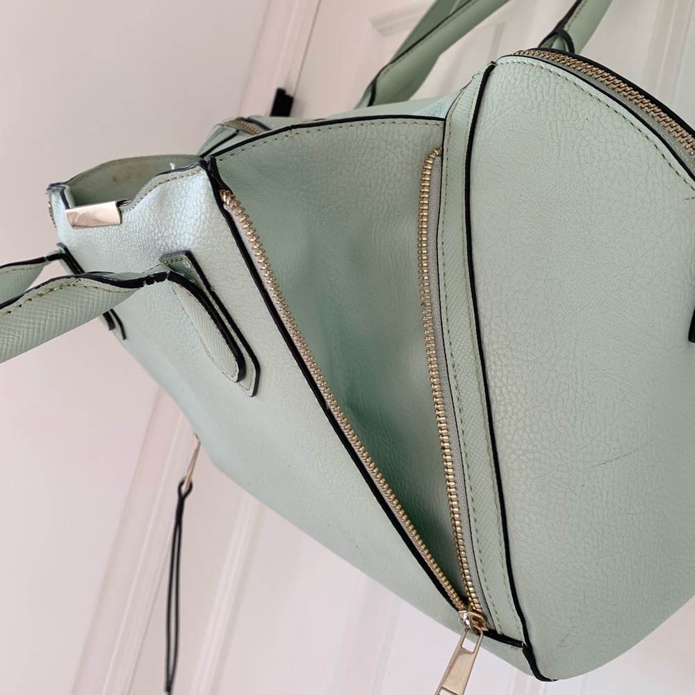 Merona Mint Green Blue Shoulder Handbag‎ Crossbody Gold Zip Women’s Purse Target - Picture 7 of 14
